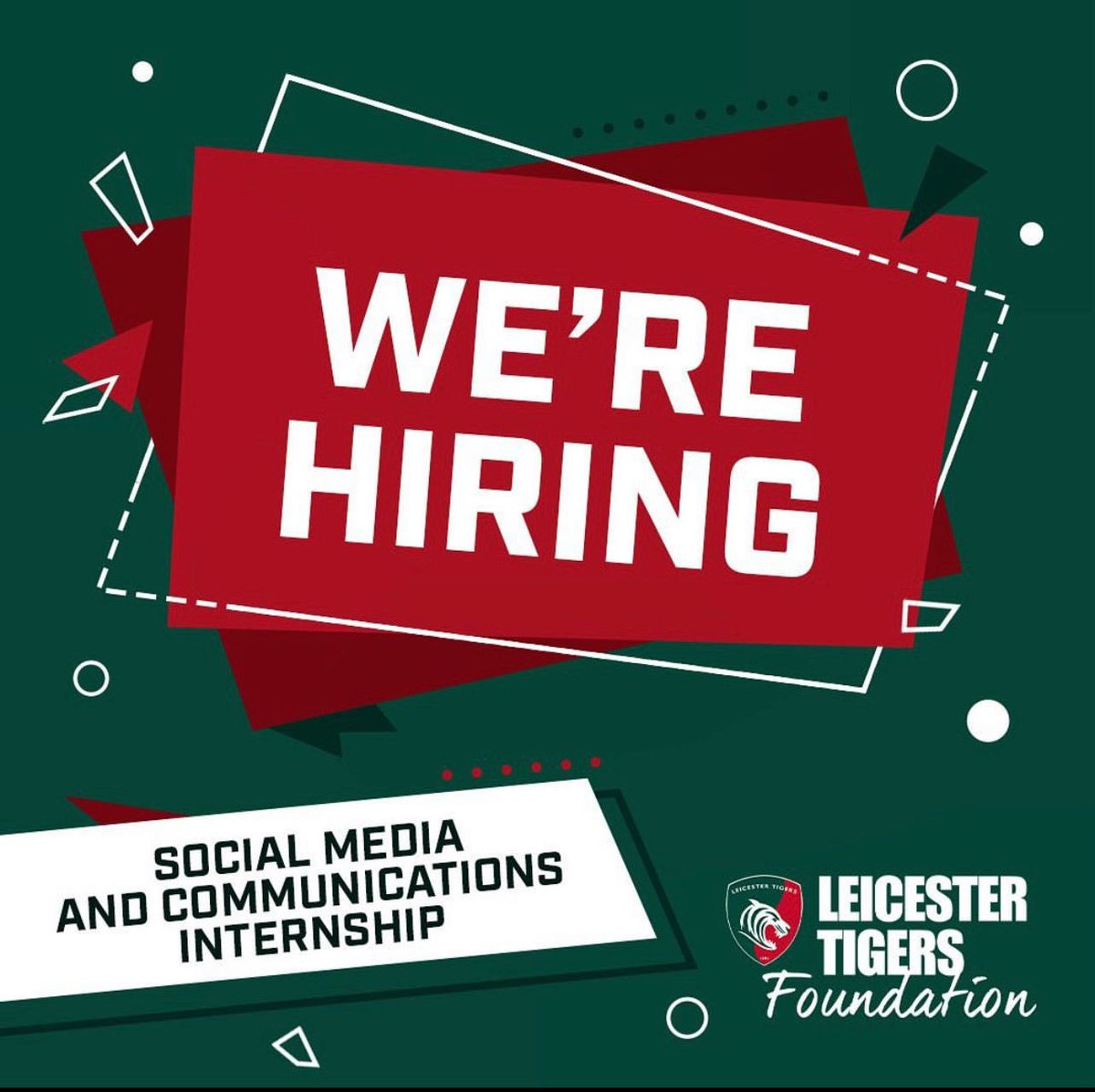 The Leicester Tigers Foundation is now accepting applications for the role as the next Social Media and Communications Placement Student! To find out more about this opportunity, please visit the link below 👇 leicestertigers.com/club/vacancies