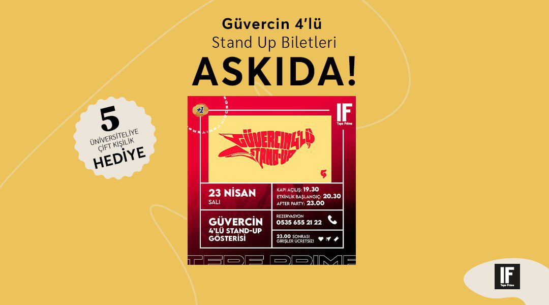 'Güvercin 4'lü” standup gösterisi Ankara'da! @ifperformance desteğiyle RT'leyen 5 üniversiteliye tek kişilik bilet hediye!