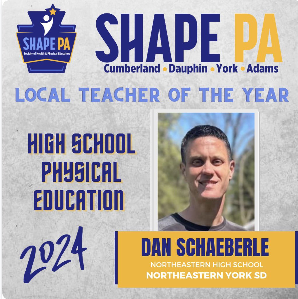 🏆 Award Announcement 📣 Congratulations to Dan Schaeberle winning our local High School Physical Education Teacher of the Year Award! Great work, Dan!
