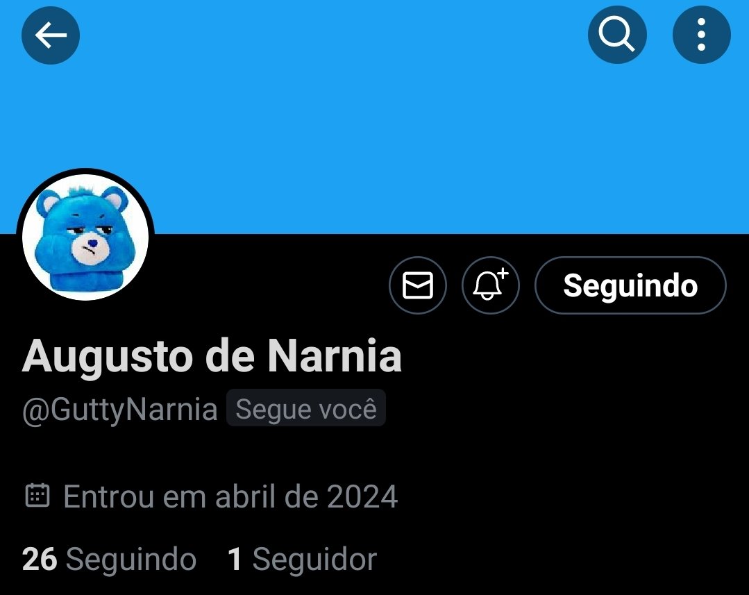 Vamos dá uma força para o amigo recomeçando @GuttyNarnia , só tem 1 seguidor , bora melhorar isso, sigam e dêem RT para andar mais rápido. Grato