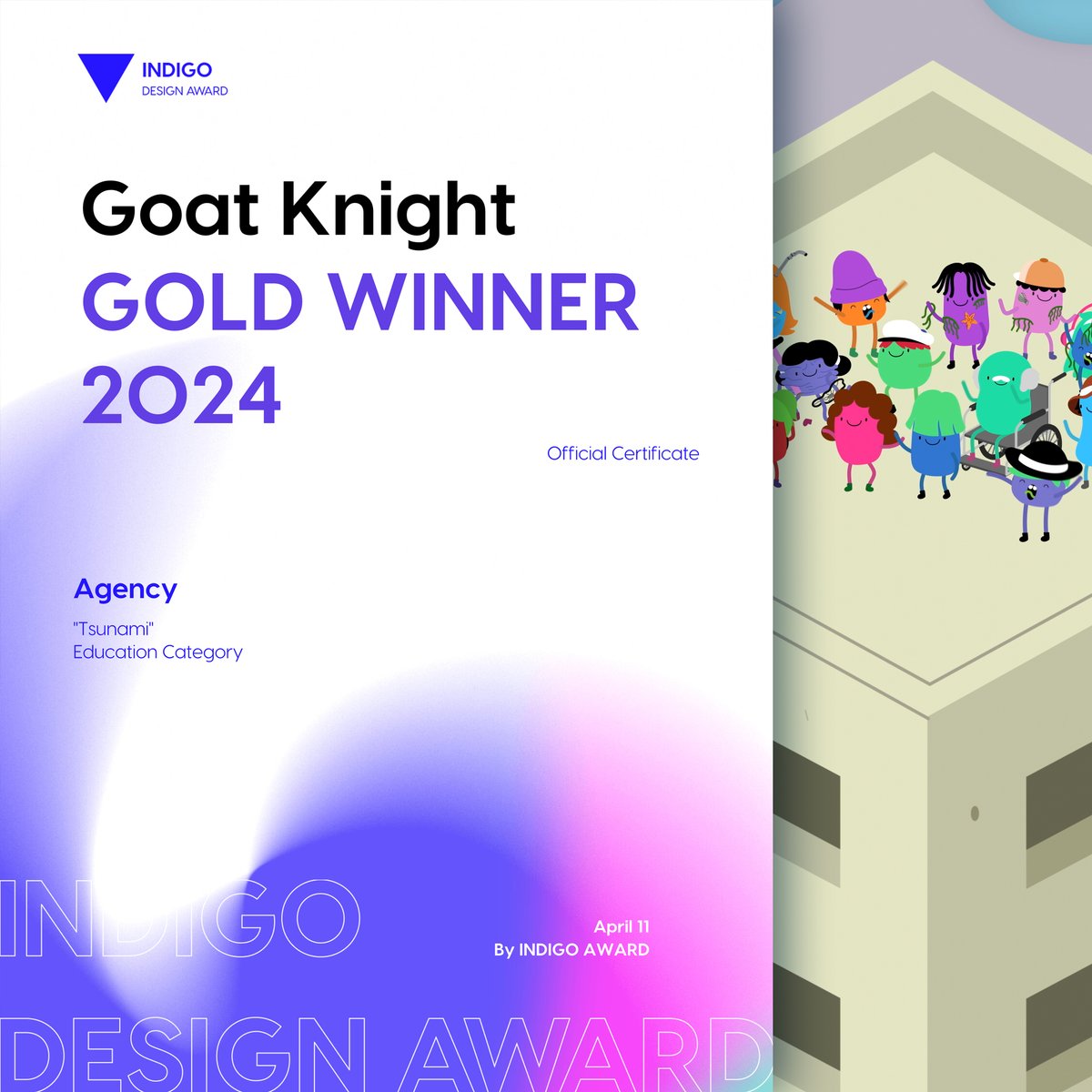 GoatKnightSL's tweet photo. We’re thrilled to share that the Tsunami Singalong was awarded a Gold prize in the 2024 @IndigoAward  competition in the Education Category. Safety begins with education. Check out our website to learn more about the project. https://t.co/7wIg9KEVvQ https://t.co/xifOXWJ6GI