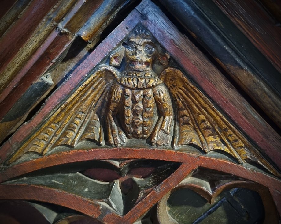 As today ( April 17th ) is International Bat Appreciation Day. I thought we could take a moment to appreciate this rather wonderful 15th C bat from the screen in Crowland Abbey!