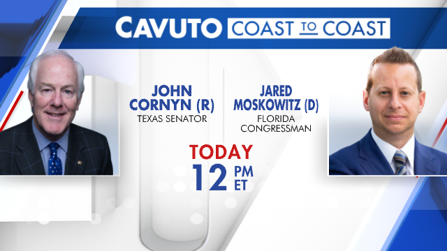 TODAY ON COAST TO COAST: Texas Senator @JohnCornyn Florida Congressman @JaredEMoskowitz