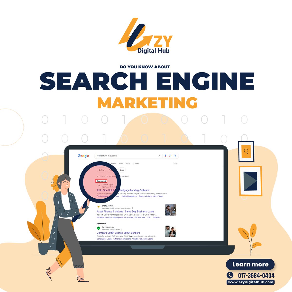 🚀Boost your online presence with Search Engine Marketing (SEM)!

Call us at 01736840404 or visit our website ezydigitalhub.com for more information.

#SEM #SearchEngineMarketing #DigitalMarketing