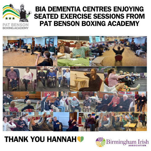Last week, BIA welcomed @patbensonboxing to our Dementia centre's. Hannah provided a seated exercise session, there were lots of smiling faces throughout & we really appreciate Hannah taking time out to come and visit us 💚Thank you Hannah & PBA for providing a great experience👏