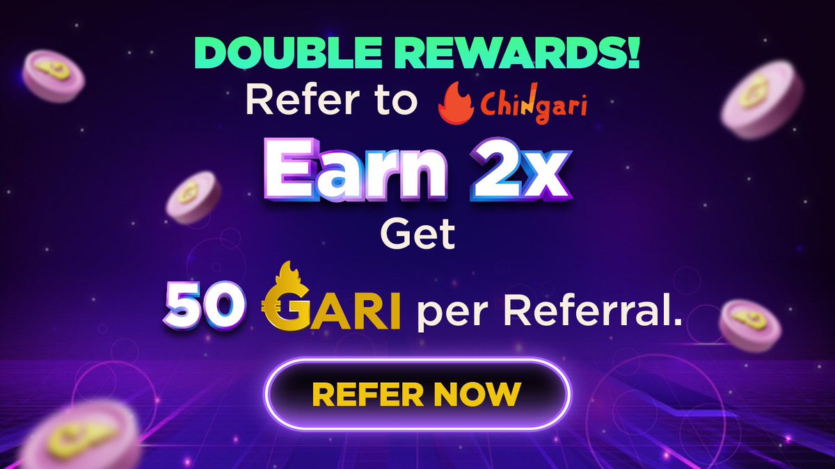 🚨𝐑𝐞𝐟𝐞𝐫𝐫𝐚𝐥 𝐫𝐞𝐰𝐚𝐫𝐝𝐬 𝐚𝐫𝐞 𝐧𝐨𝐰 𝐃𝐎𝐔𝐁𝐋𝐄!🚨

We are pleased to announce an update to our Refer & Earn program. Instead of 25 GARI per referral, you can now earn double, which means 50 GARI for each referral. 🚀

𝐁𝐫𝐞𝐚𝐤𝐝𝐨𝐰𝐧 𝐨𝐟 𝐄𝐚𝐜𝐡