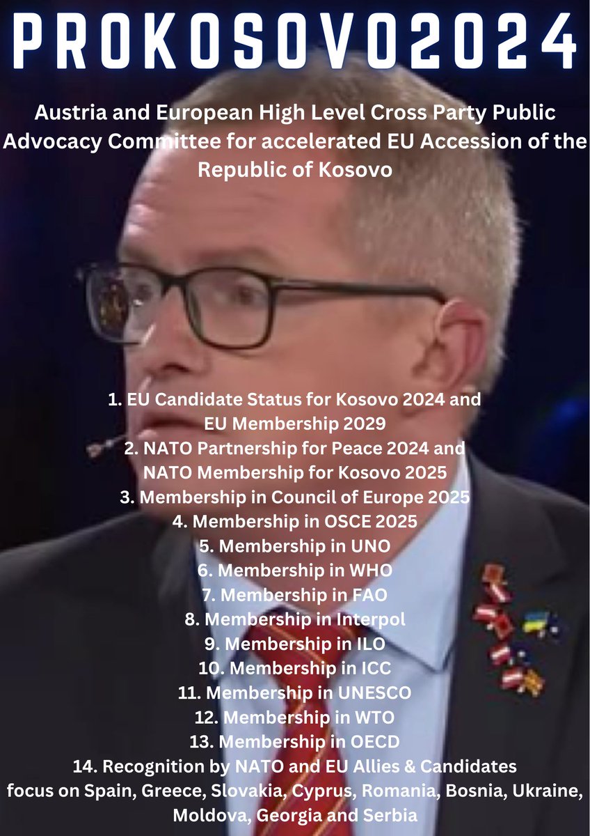 GunterFehlinger's tweet photo. I call all friends of Kosovo to support #ProKosovo
#YestoKosovo 2024
I call for recognition of Kosovo and membership in all International organisations
@VjosaOsmaniPRKS @ArbenHajrullahu https://t.co/TWHaL3Q1gq