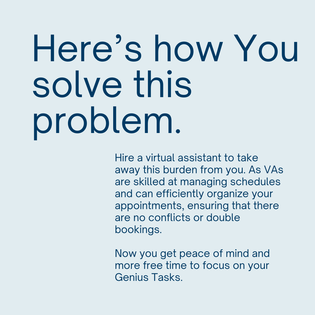 VirtualRianna's tweet photo. Sometimes, overbooking appointments can lead to more stress than productivity. Finding that balance by hiring a Virtual Assistant is key! 💼⏰
.
.
.
.
.
#calendarmanagement#businessowners#CEOWomen #CEOMindset #CEOstatus #virtualassistantforhire #delegate #outsource #adminservices https://t.co/7qcczVXoB1