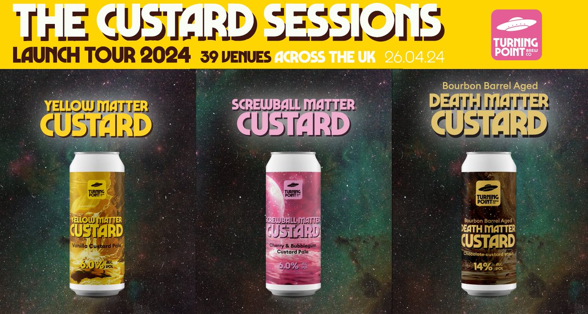 💛🩷🖤The @TurningPointbco Custard Sessions are back! 🖤🩷💛 Dystopia will have cans in the fridge for you! Get in before they're gone! #custard #happybirthday #craftbeer #EscapeTheChaos