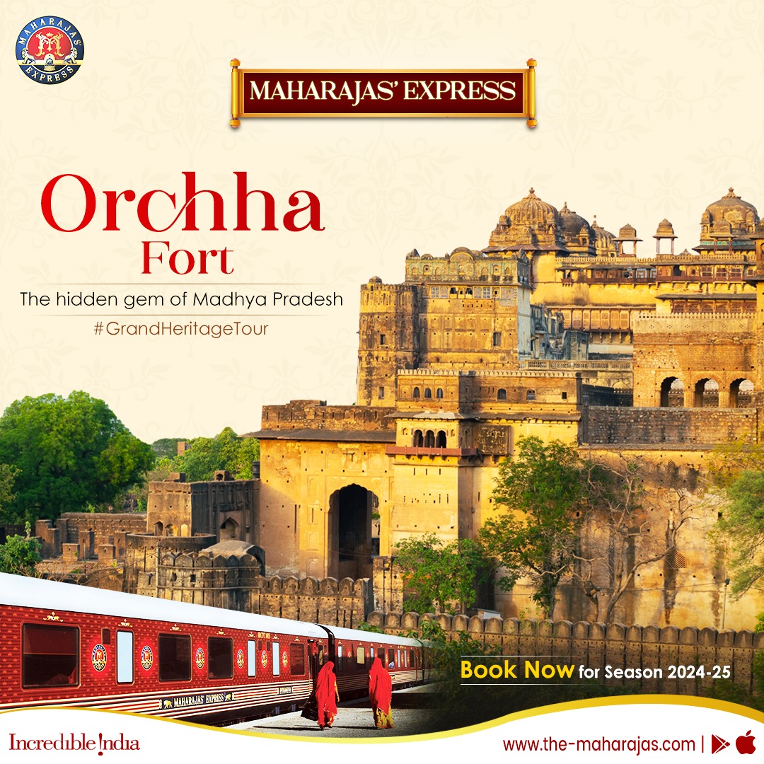 With beautiful attractions hidden behind its mighty walls, Orchha Fort is a hidden gem of Madhya Pradesh. Book a #GrandHeritageTour aboard Maharajas' Express by clicking the-maharajas.com #ADayWithMaharajasExpress #incredibleindia #india #maharajasexpress