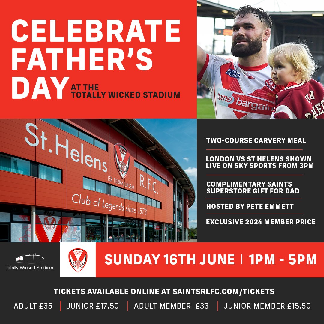 Tickets are currently selling fast for our upcoming @Saints1890 Father's Day event at the Totally Wicked Stadium 🏟️ ⤵️ Don't miss out bit.ly/FDatTWS