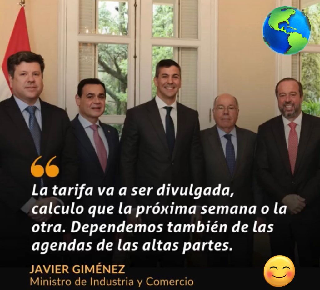 Elizabe42390474's tweet photo. Pique a quien pique
El Presidente @SantiPenap y su equipo político/económico siguen trabajando y haciendo magníficas negociaciones en beneficio del Paraguay 🇵🇾 ❤️
🇵🇾❤️ https://t.co/Fv19wQOML7