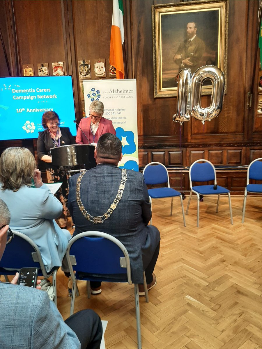 #DCCN Chair @helenaquaid1 & DCCN Committee Member Paddy Crosbie hosting our DCCN 10th Anniversary Celebration 🎊 It is wonderful to celebrate 10 years of advocacy with our dedicated DCCN members, #TeamASI & collaborators from many sectors #DCCN10 @alzheimersocirl