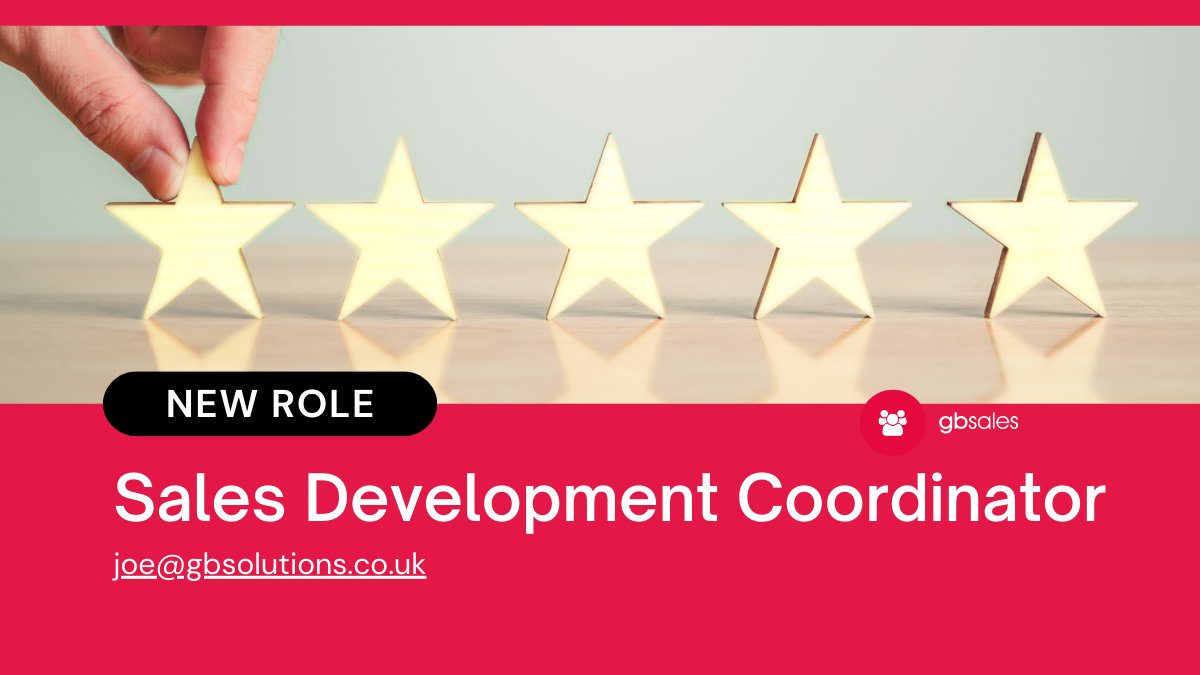 Sales Development Coordinator
£25,000 + uncapped commission
Hybrid 

gbsolutions.co.uk/search-jobs/jo…