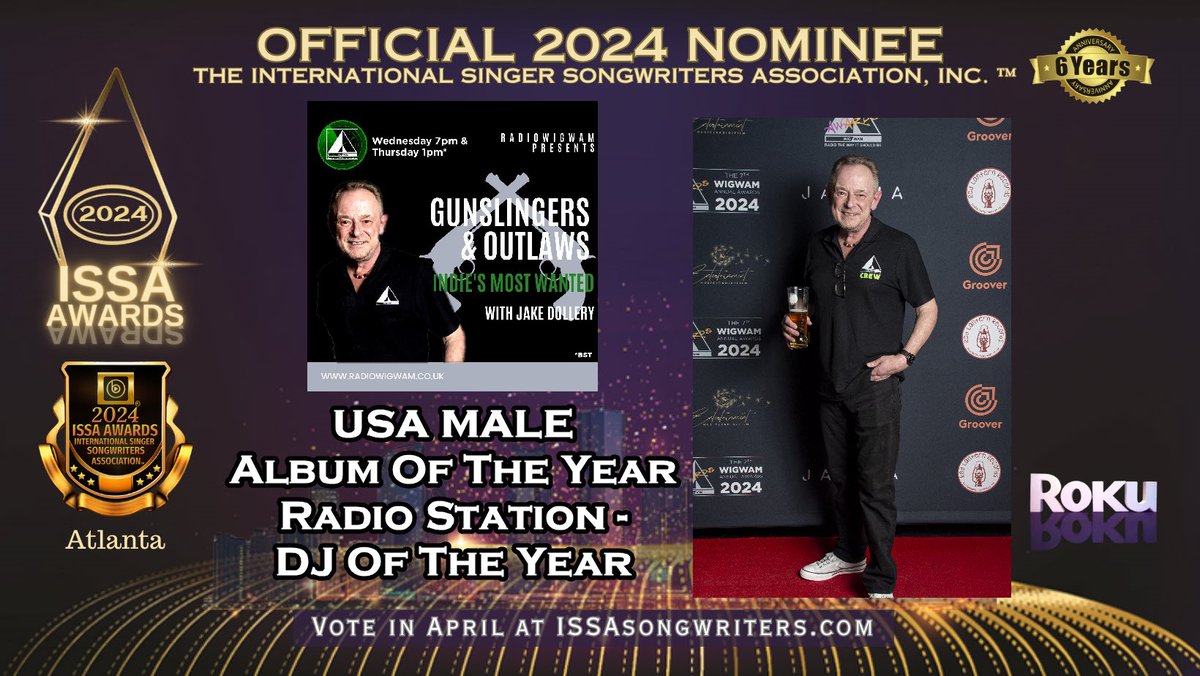 Radio-WIGWAM (@radio_wigwam) on Twitter photo Remember our fantastic DJ Jake Dollery <a href="/JDRocks66/">Jake Dollery</a>
is nominated for 2 awards at the ISSA Awards!
Remember to vote daily here!: poll-maker.com/Q3LWDQA99 Remember our fantastic DJ Jake Dollery <a href="/JDRocks66/">Jake Dollery</a>
is nominated for 2 awards at the ISSA Awards!
Remember to vote daily here!: poll-maker.com/Q3LWDQA99