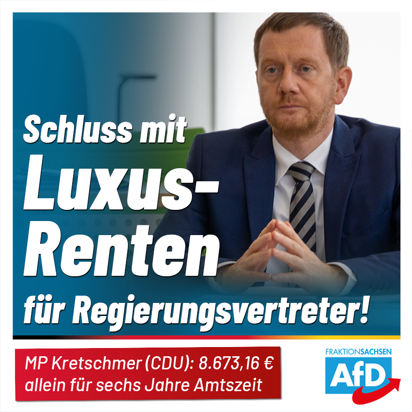 Die ehemalige #MDR-Intendantin Karola Wille bekommt ihren Lebensabend mit 18.500 € pro Monat versüßt. @MPKretschmer hat nach 6 Jahren Amtszeit bereits Anspruch auf 8.673,16 € pro Monat.

Zum Vergleich: Frauen erhalten in #Sachsen durchschnittlich eine #Rente von 1.150 Euro. Bei…