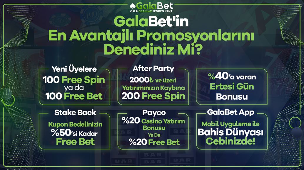 🎁 GalaBet’ten Yeni Üyelere 100 Free Spin ya da 100 Free Bet! ✨ After Party ile 200 Free Spin! ⚽ Stake Back ile Kuponunuzun %50’si Kadar Free Bet! 📢 %40 Ertesi Gün Bonusu! 🔔 Payco %20 Casino Yatırım Bonusu ve %20 Free Bet! ♠️ Hemen Üye Olun : kisalt.gg/GalaTwitter