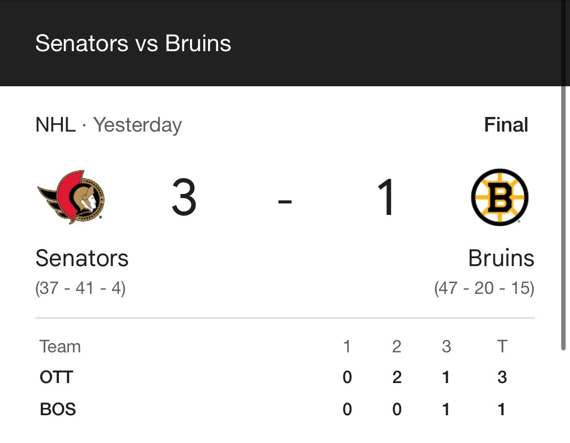 Ottawa Senators Win 3-1 🇨🇦📈  

#Ottawa #ottawasenators #bostonbruins #playoffs #canadian #Ontario #NHL #Hockey #Canada #Sports #hockeynight #stanleycup #icehockey #ottawalife #onpoli