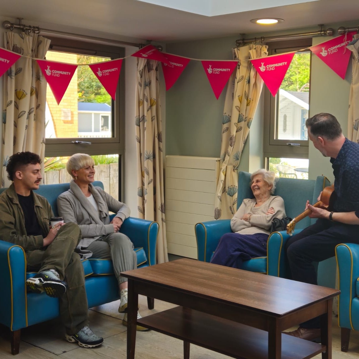 Yesterday, two of our #NorthernMusicAwards nominees @antonyszmierek and @Mica_Millar visited Heathlands Village care home in Prestwich to see the impact of our music therapy firsthand 💚 📺 Tune in to @GranadaReports tonight at 6pm to watch what happened!