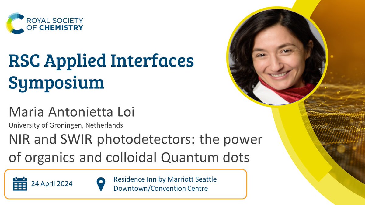 🌟Meet our RSC Applied Interfaces authors at our symposium in Seattle! Join us on 24 April to hear from Maria Antonietta Loi as she discusses her work on the power of organic and colloidal quantum dots blogs.rsc.org/lf/2024/03/22/…