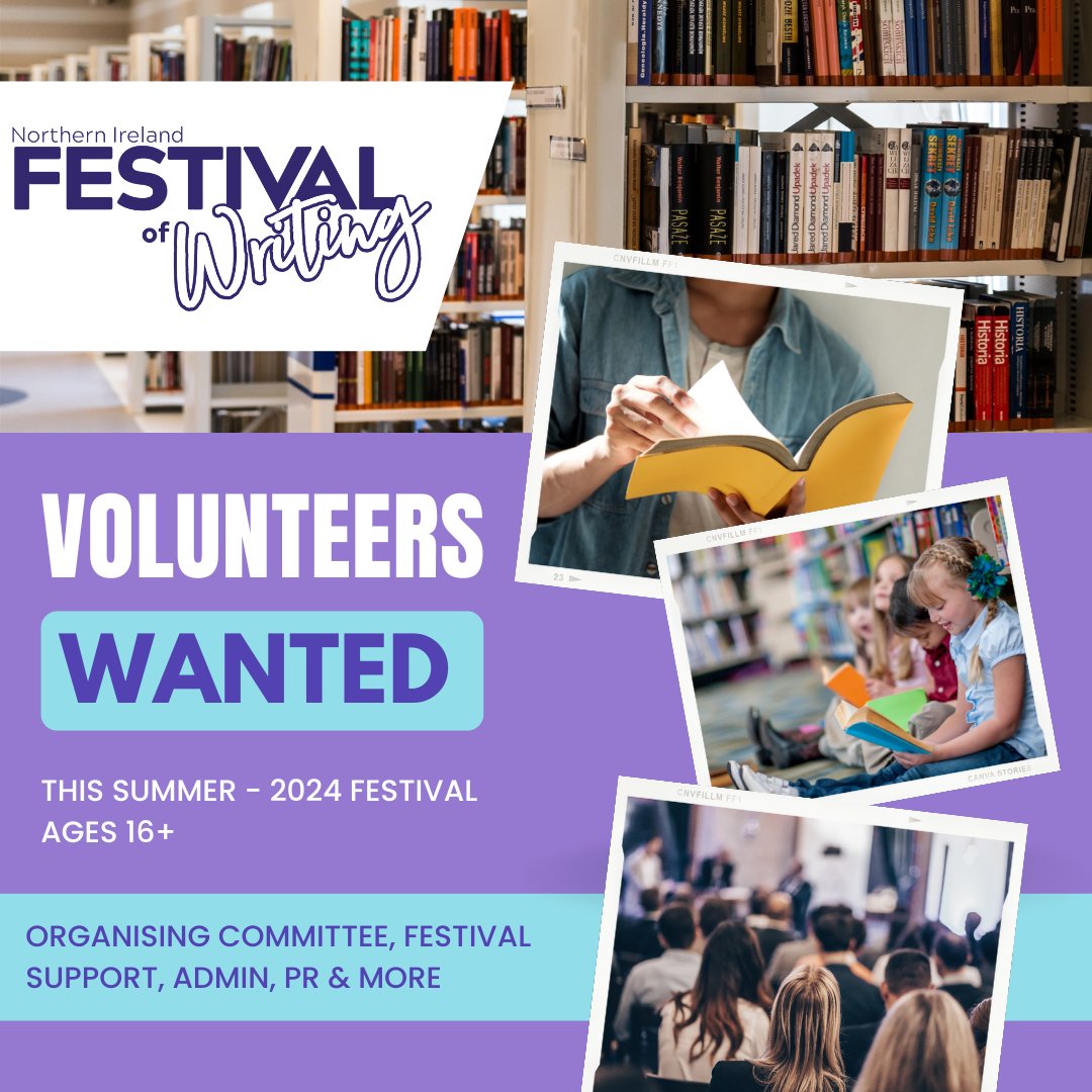 100% volunteer run 🤝

At the Northern Ireland Festival of Writing, we rely completely on your support.

Love writing and nurturing NI talent?

Find out how you can volunteer with us here >> forms.gle/oKwhQxAJtuxVYe…

#FestOfWritingNI #FestOfWriting24