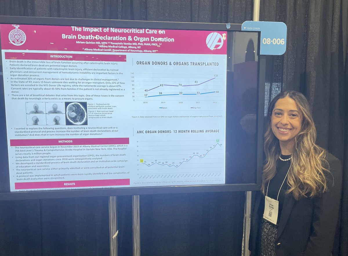 .@AANmember Neurologist-in-training clinical ethics elective (NITCEE) fellow Miriam Quinlan presents her research on brain death determination and organ donation at #AANAM. @AlbanyMed