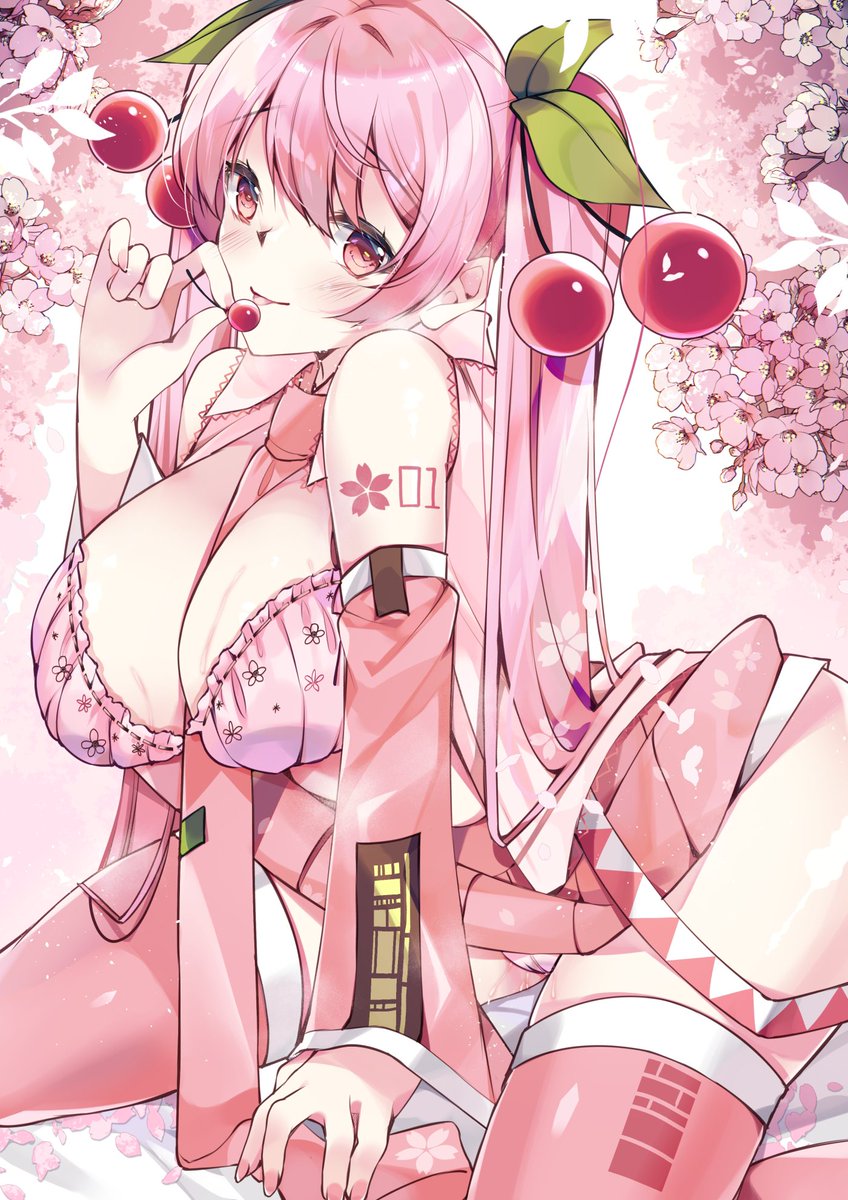 桜ミクさんは下着も桜色🌸
 #桜ミク #初音ミク 