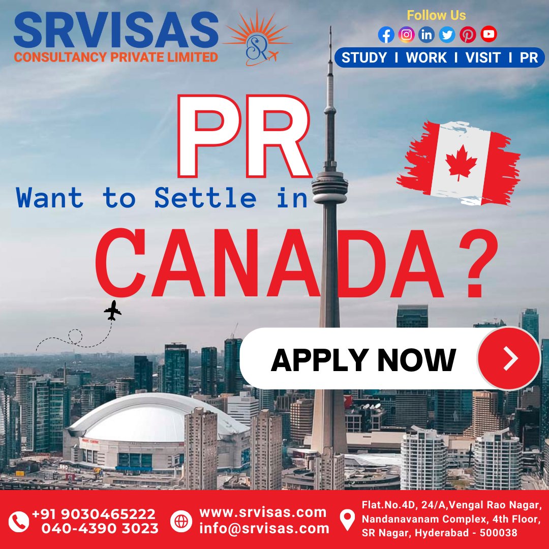 Want to settle in Canada? Apply Canada PR Visa. 
Visit our website: srvisas.com
#WorkVisa #CareerGoals #VisaService #WorkAbroad #ImmigrationServices #VisaAssistance #VisaExpert #VisaConsultation #VisaApplication #WorkVisa #VisaProcess #VisaSupport #TravelWithEase