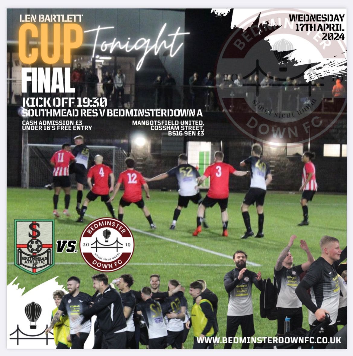 A’s travel to Cossham Street tonight for the Final of the Len Bartlett Cup 🏆 

Come along and show your support 🤝 🇱🇻