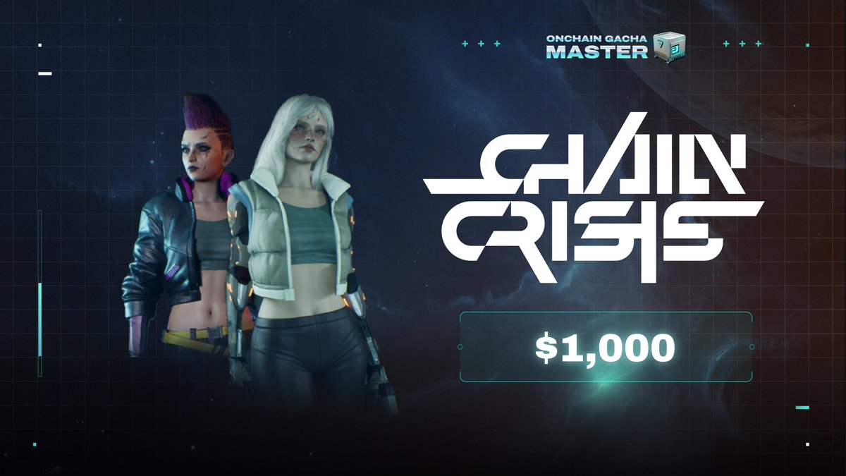 Space3_gg's tweet photo. Enter the world of @ChainCrisis, a #MMORPG where you can own your in-game assets in a cyberpunk world 👾  

Before diving in, don't forget to complete #ChainCrisis mission and spin the gacha to win 1,000U 🤑🤑   

👉 https://t.co/e9OTVhDsMy 

(1/5) https://t.co/Hdk707CE0y