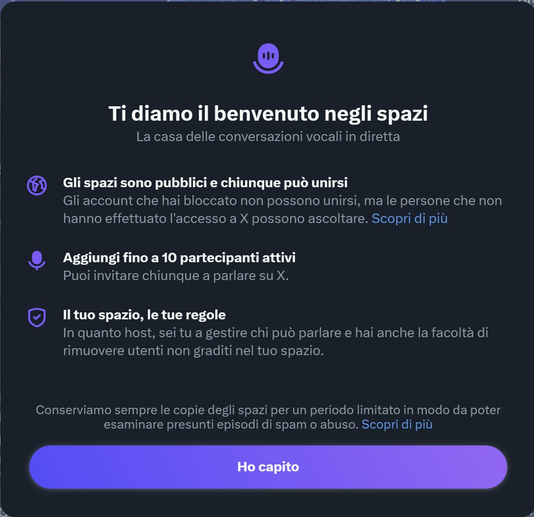 Da oggi è possibile avviare #spaziaudio anche da desktop/web. La possibilità degli spazi audio, nata con Twitter nel 2021 per contrastare l'avanzata allora di Clubhouse, era limitata solo al mobile. Con la possibilità estesa anche da desktop è molto probabile che migliori anche…