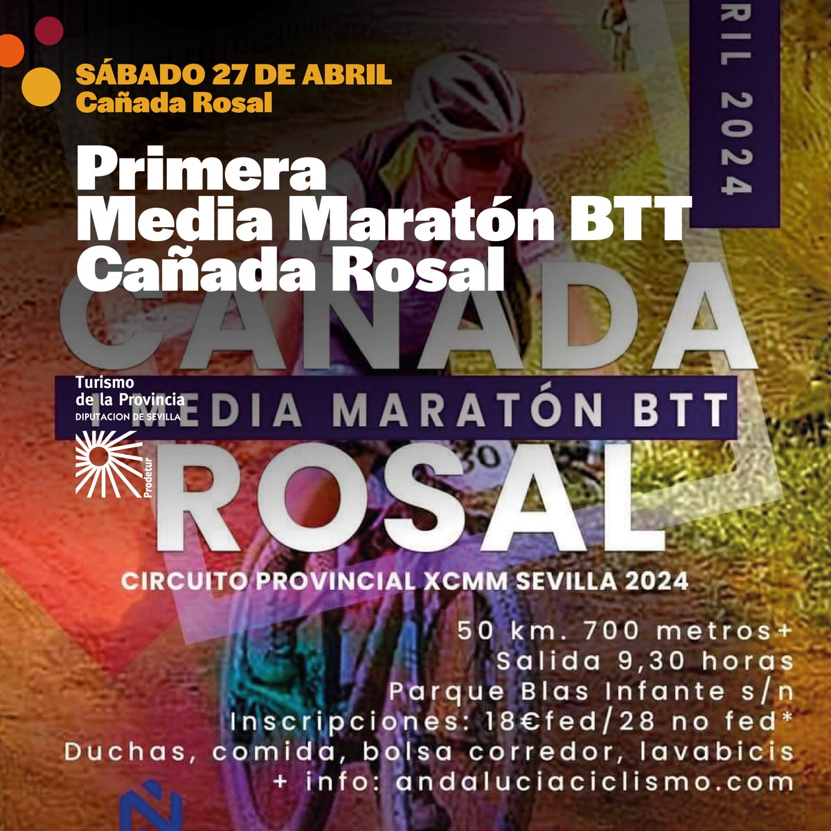 🏃🚴 Si te gusta el deporte, no te pierdas los siguientes eventos en este mes de abril: 📅 Domingo 21: XX Edición de la Carrera Popular turismosevilla.org/es/eventos-y-f… @AytoElCoronil 📅 Sábado 27: Primera Media Maratón BTT turismosevilla.org/es/eventos-y-f… @aytocanadarosal @prodetur