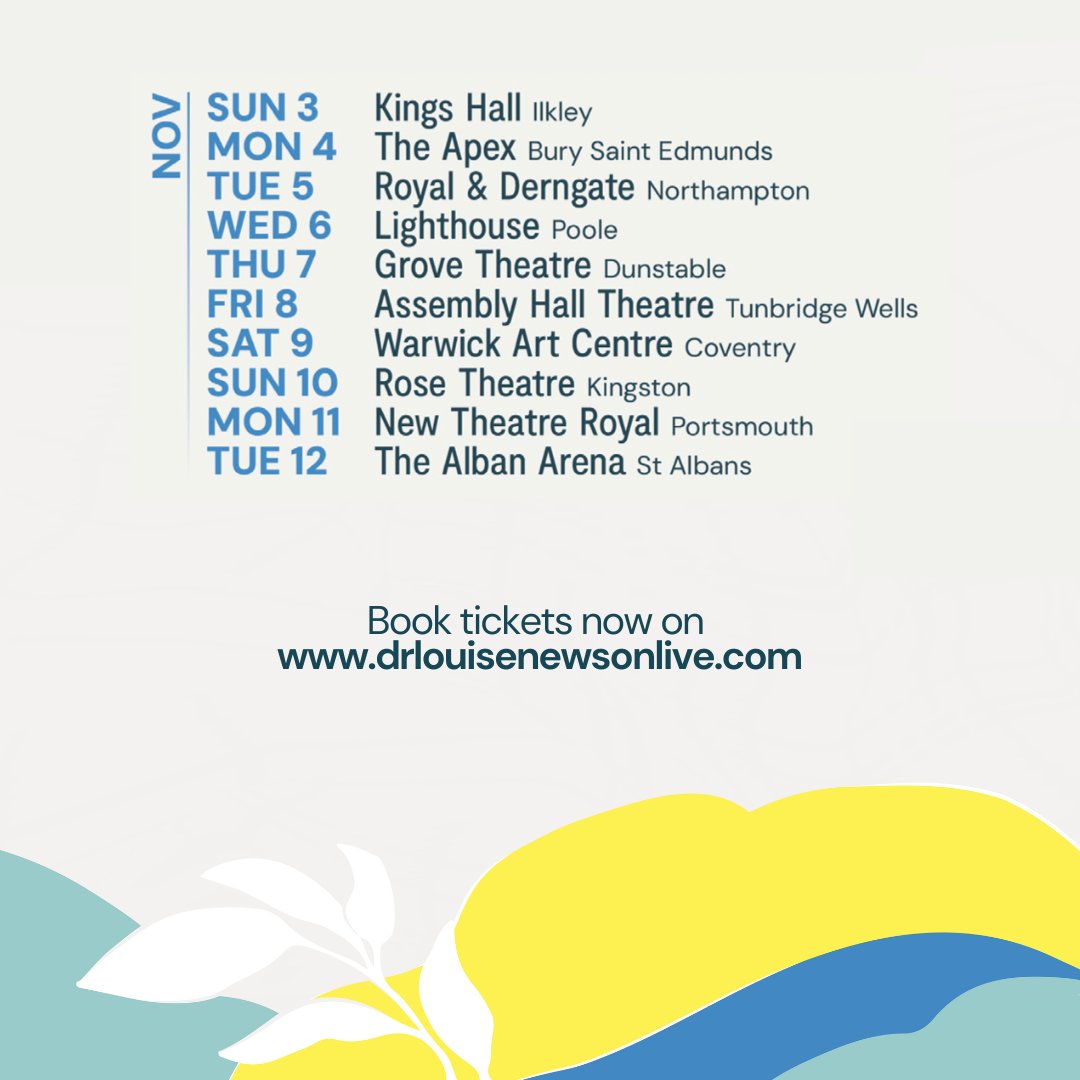 Wow - seeing all the dates and locations listed out like this is making me even more excited than ever to go on tour later this year.

It’s such an honour to be able to travel around Britain and speak to women face to face about menopause and hormones because understanding their