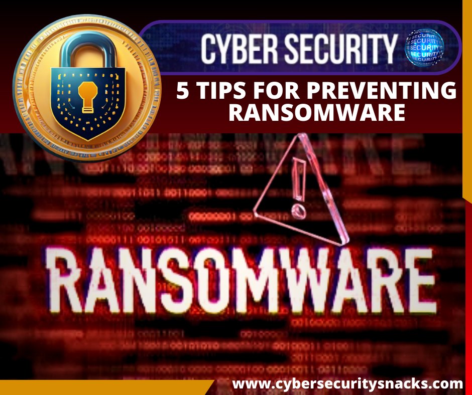 The five tips for preventing #ransomware #attacks: 1-Regularly Update Software and Systems: Ensure that all #software, including operating systems, antivirus programs, and applications, are updated regularly. 2-Implement Robust #Security Measures: Deploy a multi-layered