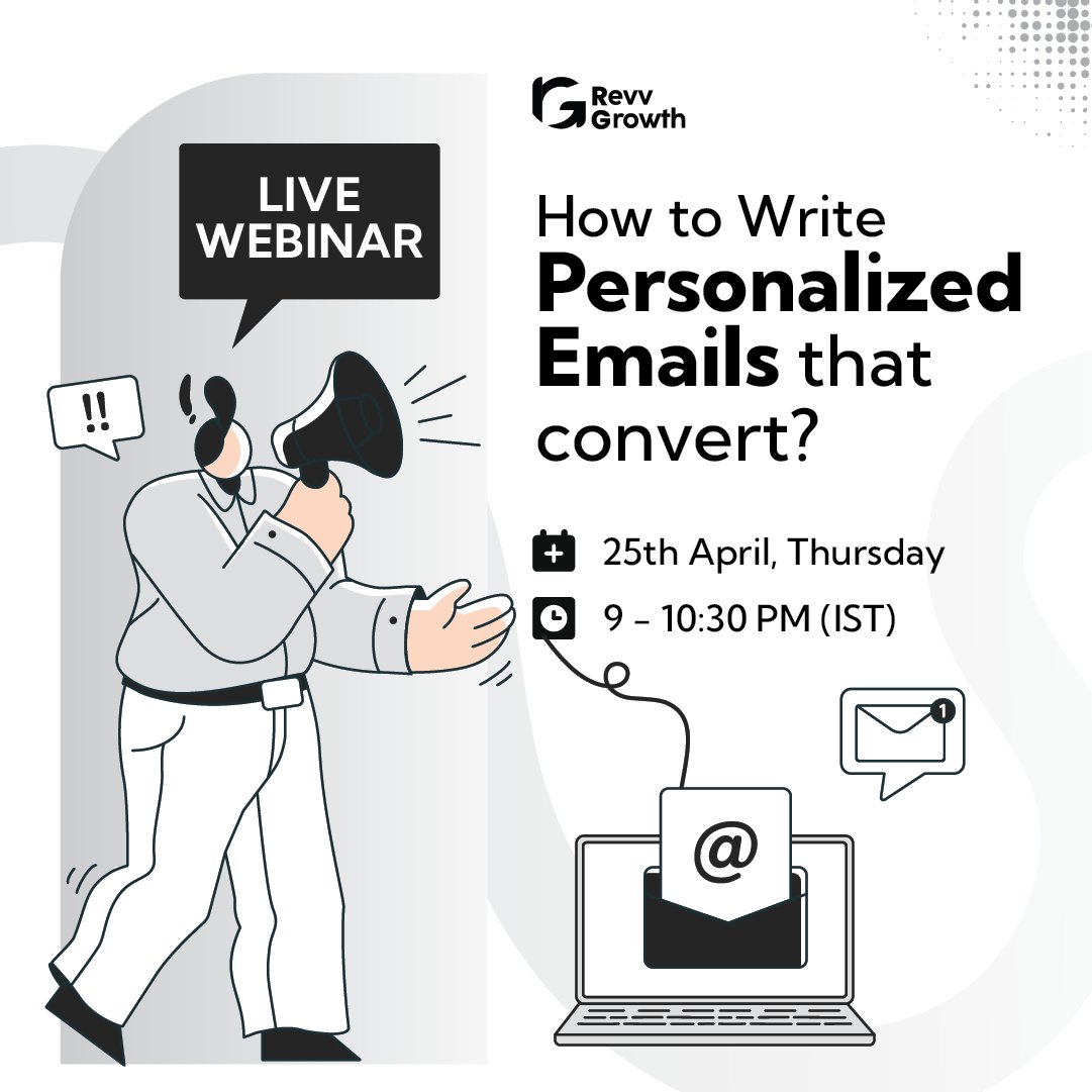 Kraajha's tweet photo. Our first webinar at Revv Growth.

I don’t know if there’s anything to measure my excitement for this.

Another reason for the excitement is the topic of this webinar.

Some say cold emails are dead and yes it is true.

They are generic and templated and go unopened. https://t.co/ZWG6IE3sqN