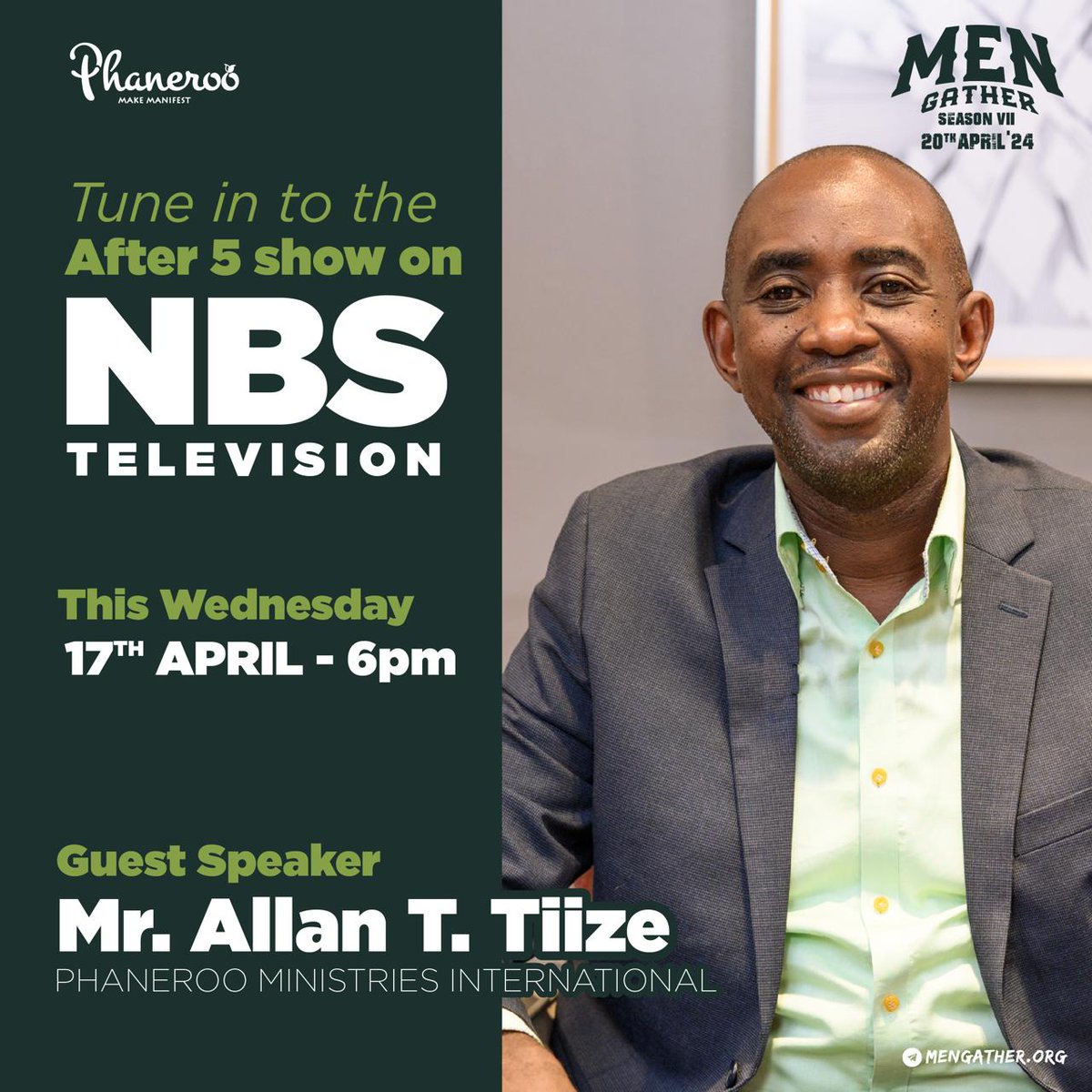 📺Tune in to @NBSAfter5 on @nbstv with Mr. @allan_tiize THIS EVENING from 6 PM EAT. #MenGatherVII #ThePriest