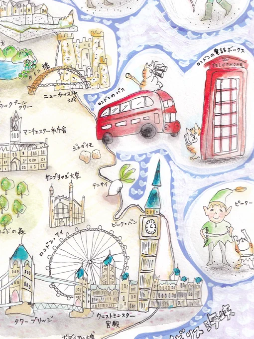 むーさん in ロンドンです🇬🇧
 #ねこ #イラスト 