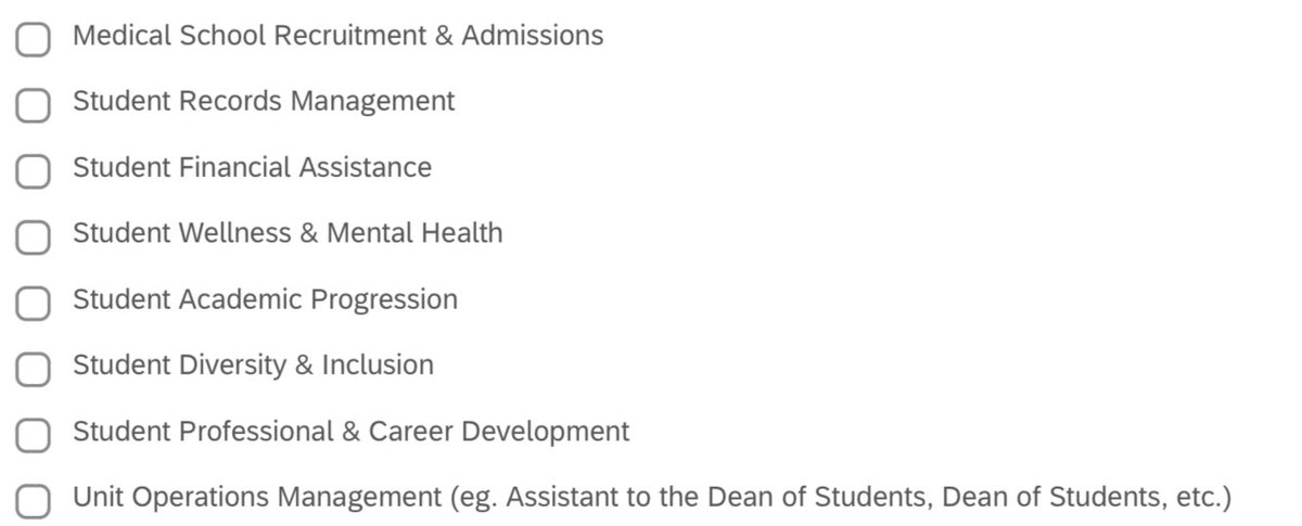 ToriBFlores's tweet photo. Are you in medical education student affairs?  Are you currently serving medical students in any of these 8 functional areas? 

Would you consider helping me complete my PhD dissertation? Data collection will be occurring through May 15 #MedEd #GSA #AAMC

https://t.co/vyjTlGNtBp https://t.co/wT20ThXVSR