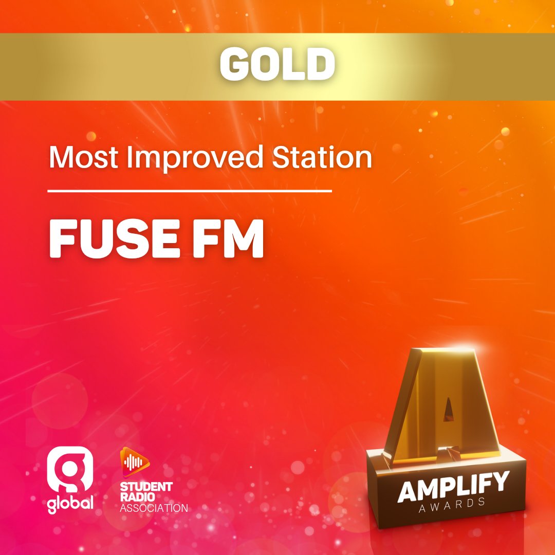 SRA's tweet image. And our Gold Amplify Award for Most Improved Station last night went to none other than... @FuseFM! 

Mega work you've done this year making your station and your output the absolute best it could be this year! Congratulations! 🎉👏

#SRACON #Amplifies