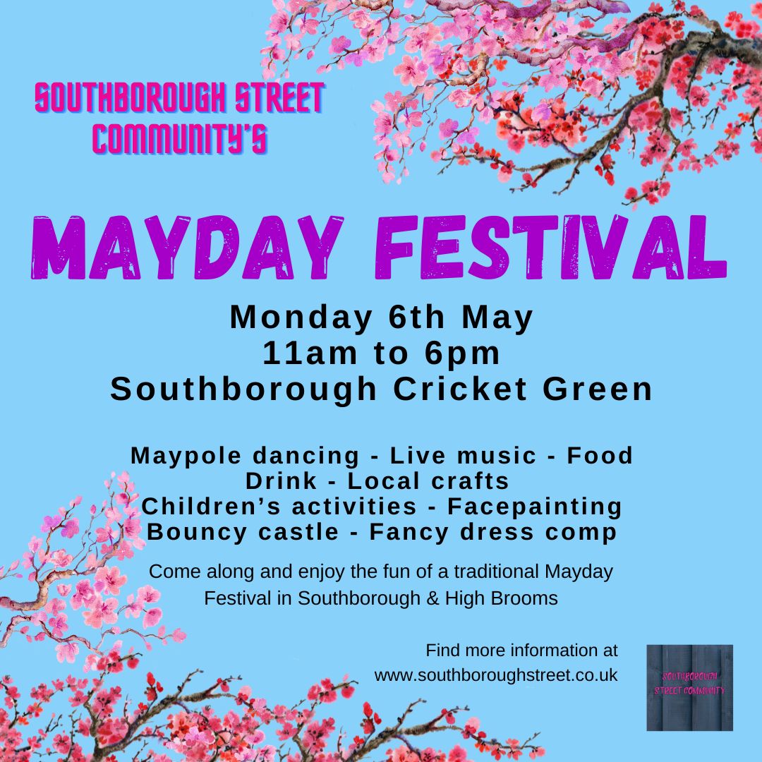 This Early May Bank Holiday, why not come and celebrate with the Mayday Festival on the Southborough Cricket Green?!🎉
Don't miss out on Maypole Dancing, Music, Food &amp; Drink, Local Crafts, Children's Activities, Face painting and Bouncy Castle🏰
<a href="/SouthboroughSt/">Southborough Street</a>