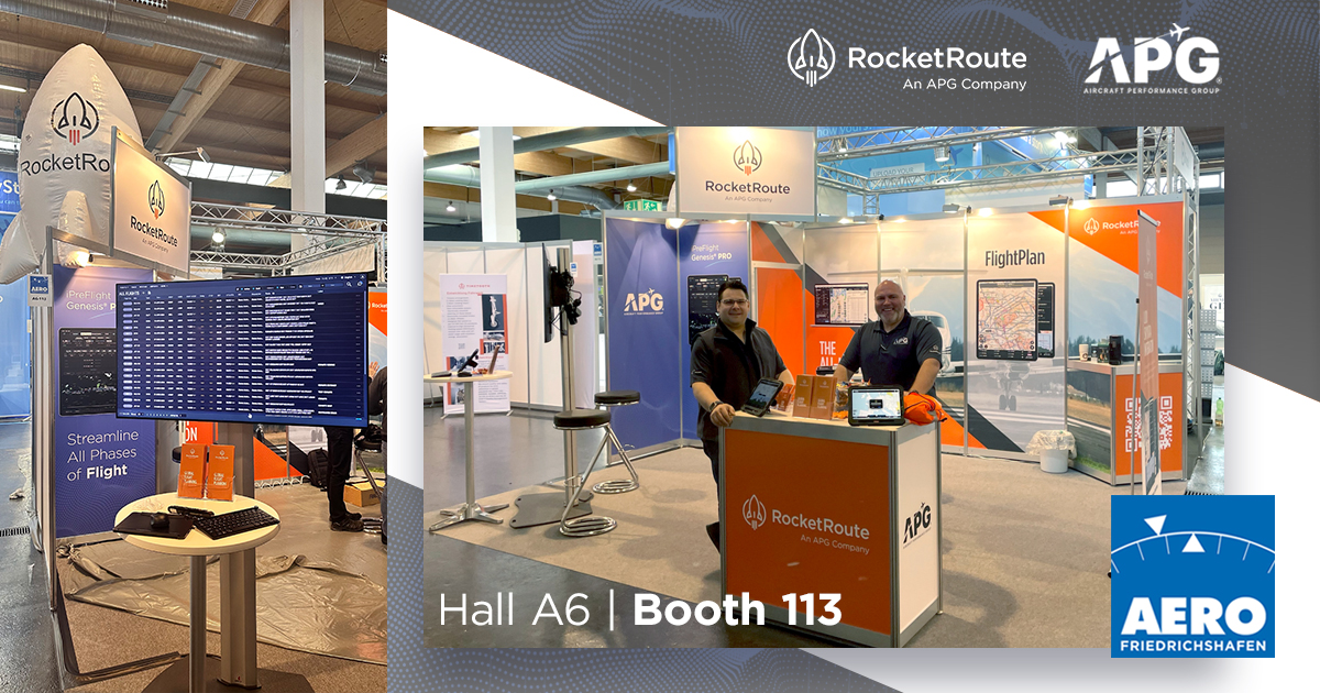RocketRoute and APG are looking forward to meeting you at Aero Friedrichshafen! Visit booth A6-113 to learn more about how RocketRoute FlightPlan and APG iPreFlight Genesis PRO can enhance your flying experience.

#AeroFriedrichshafen #Aero2024 #RocketRoute #APG #Pilots #Aviation