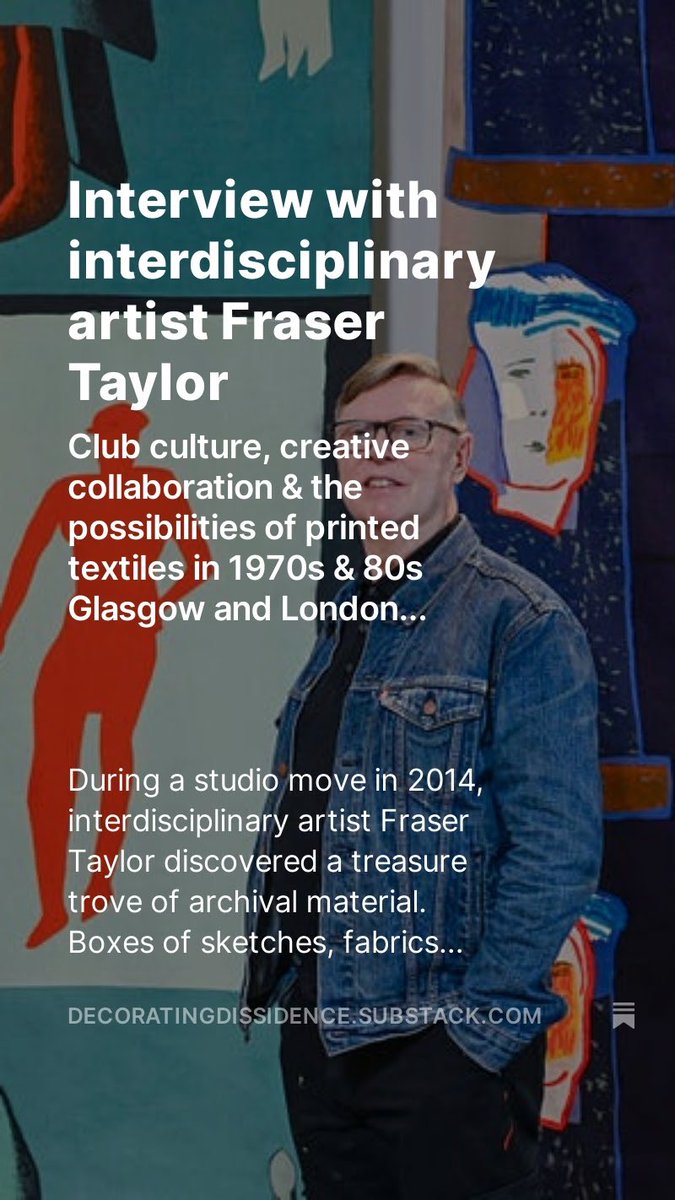 Sign up to our newsletter for regular features on arts, craft & design straight to your inbox 📥 This week, we caught up with artist Fraser Taylor to talk about creative collaborations, 80s avant-garde club culture & his exhibition Instant Whip @GSAExhibitions (1/2)