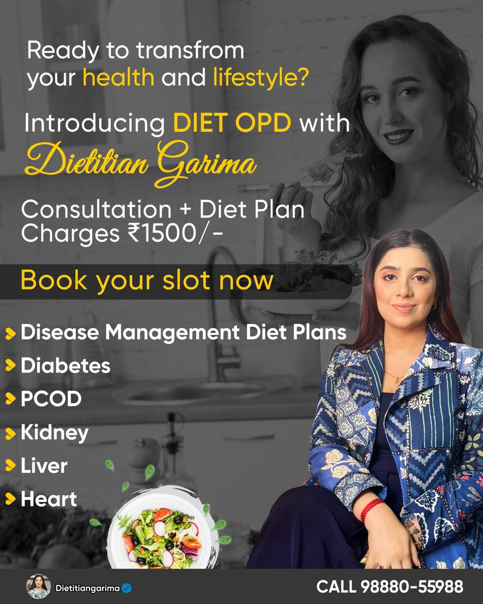 💼 Ready to kickstart your health journey? 🍏 This time we are offering personalized diet plans for just 1500/- 🎉 Isn't it amazing?? Say hello to a healthier you without breaking the bank. #dietitiangarima #healthydiet #diabetesdiet #pcosdiet #kidneydiet #kidneydisease