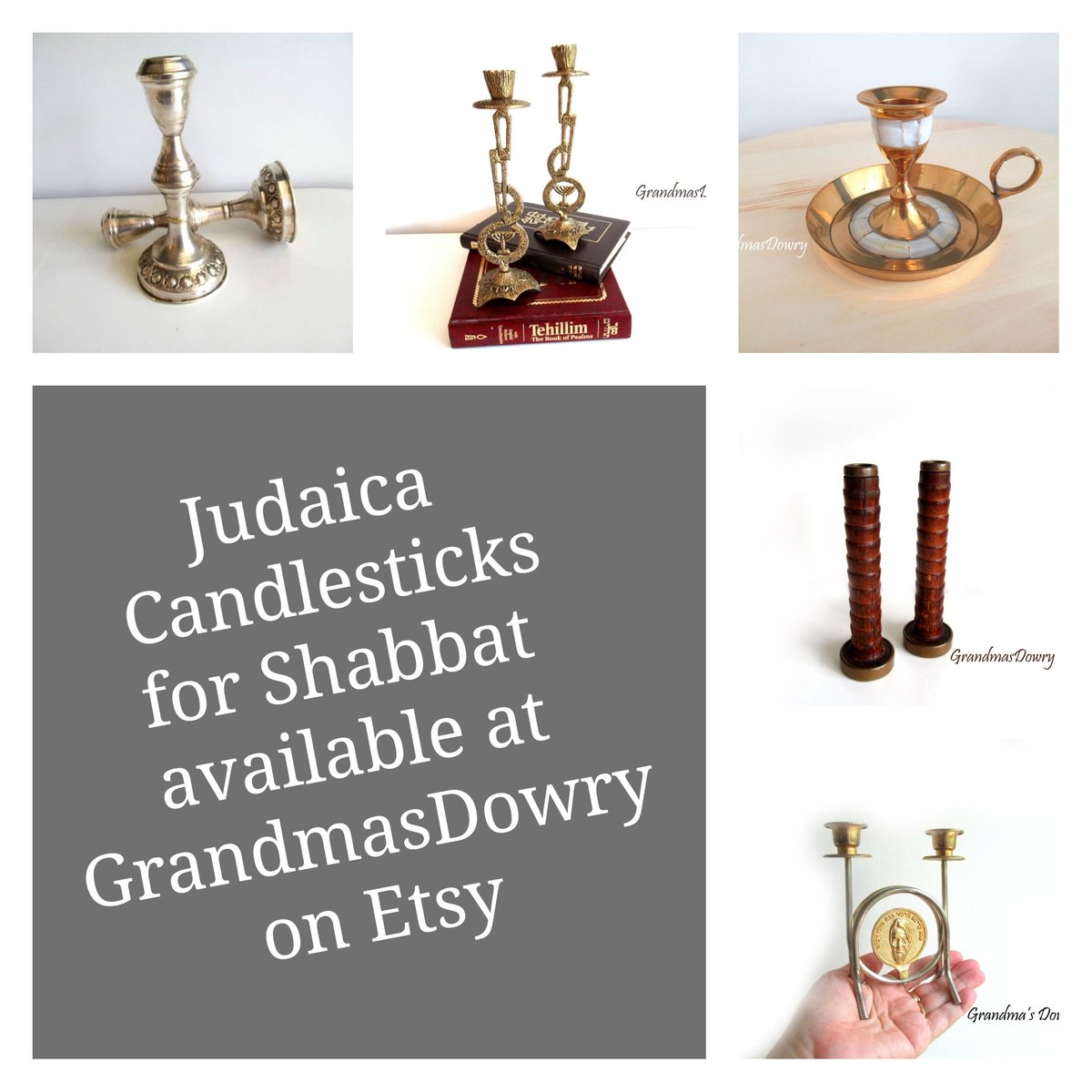 Vintage Judaica, jewish Candle holder, #Candlesticks available at Grandmas Dowry Vintage & Handmade grandmasdowry.etsy.com