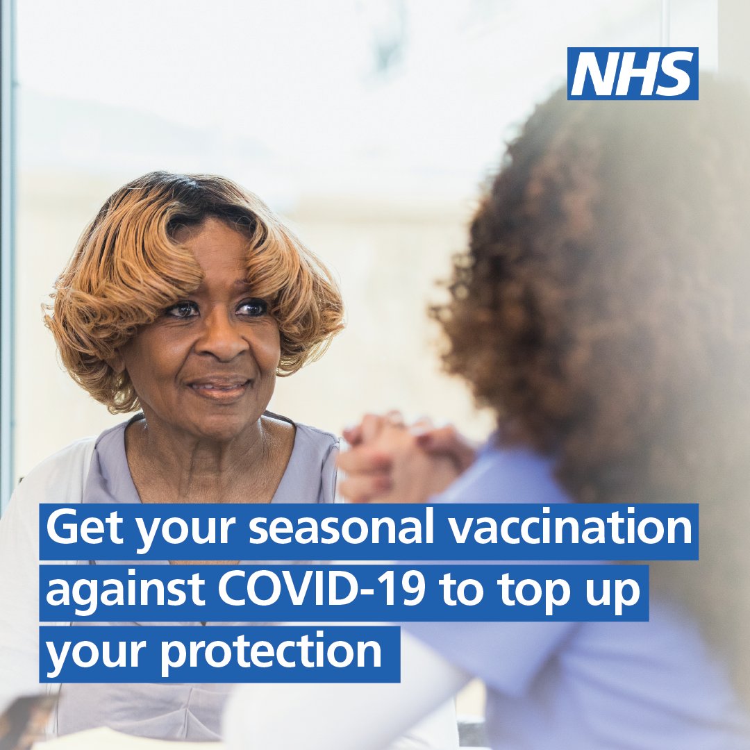 Anyone aged 75 or over, or who has a weakened immune system, can now book their seasonal COVID-19 vaccine online or via the NHS App. You don't need to wait to be invited. Find out more at nhs.uk/book-vaccine.