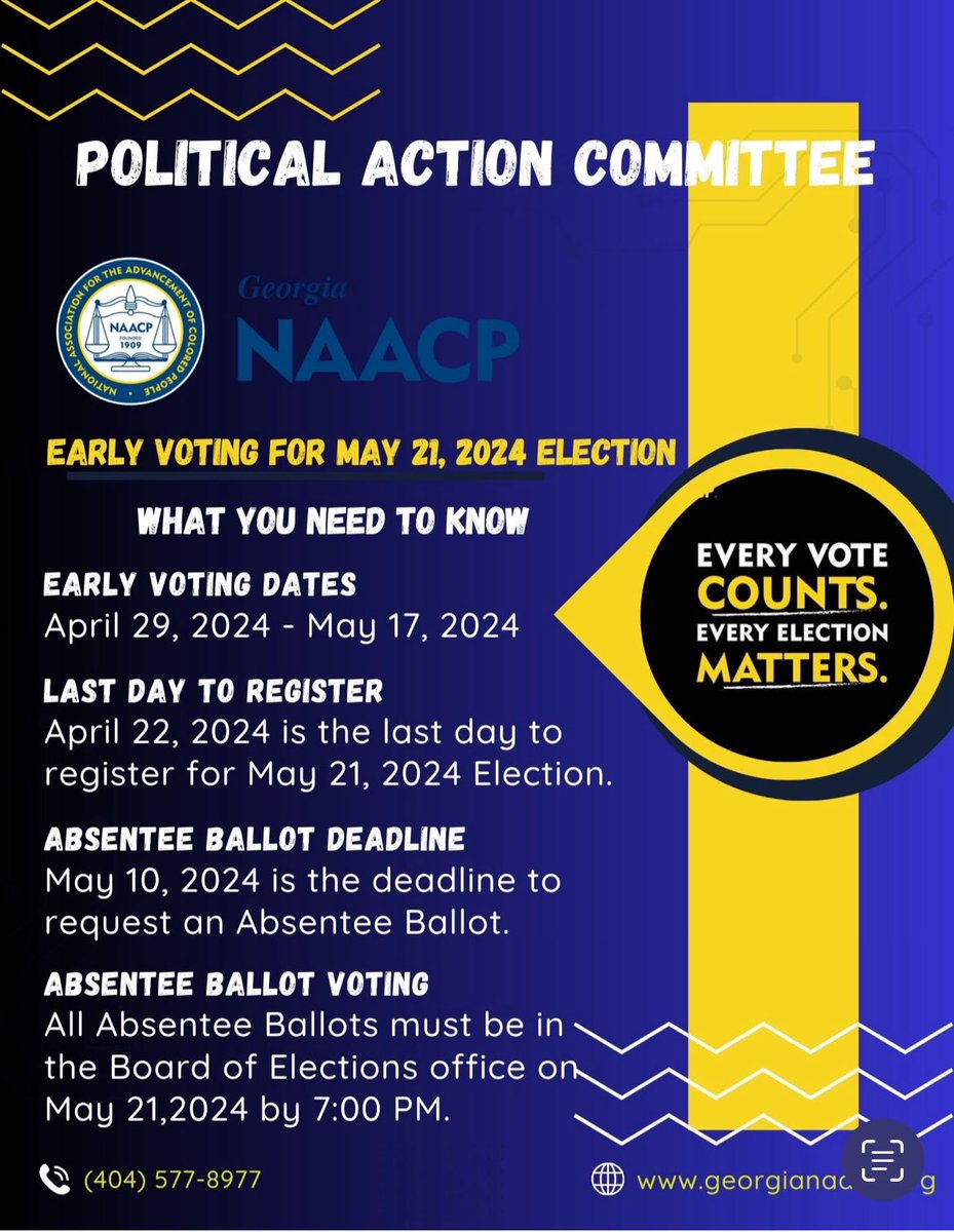 Let’s make sure that we are prepared for the May Primary Elections in Georgia. #gapol #NAACP #georgianaacp