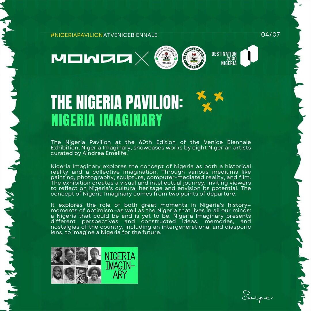 Nigeria has concluded plans to set up a pavilion at the forthcoming International Cultural Exhibition scheduled to commence on Tuesday, April 16 to 18, 2024, in Italy. tribuneonlineng.com/nigeria-sets-u… #NIGERIAPAVILONATVENICEBIENNALE