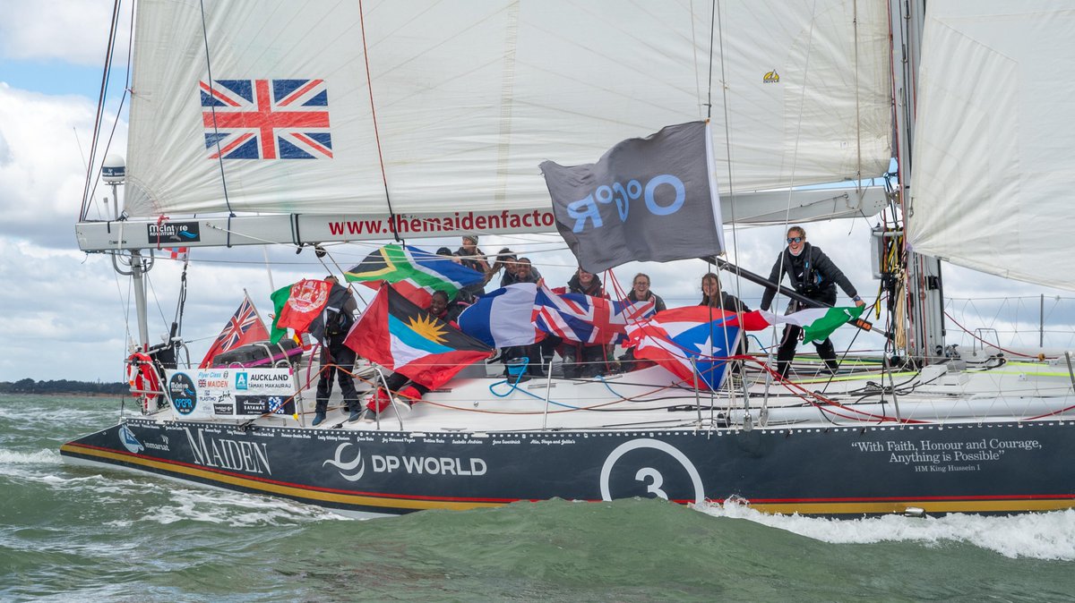 Love this picture at the finish of the round the world race yesterday - the flags of the international crew! UK, Afghanistan, USA, Antigua, France, Italy, South Africa and Puerto Rico! @maidenfactor #GirlPower #Peace #Respect #dignityforall