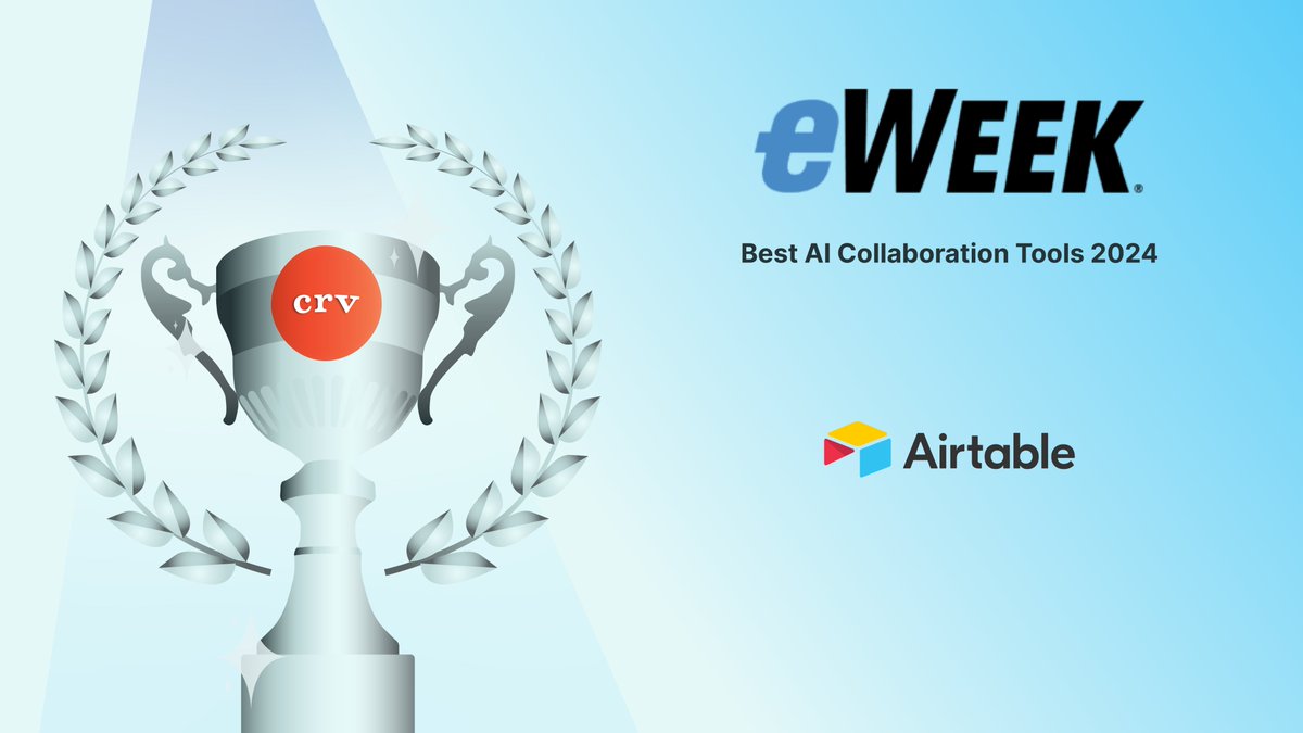 Way to go Team @Airtable for making @eWEEKNews’s list of top AI collaboration tools. 🎉 eweek.com/artificial-int… #CRVVC #PowerToTheCreators