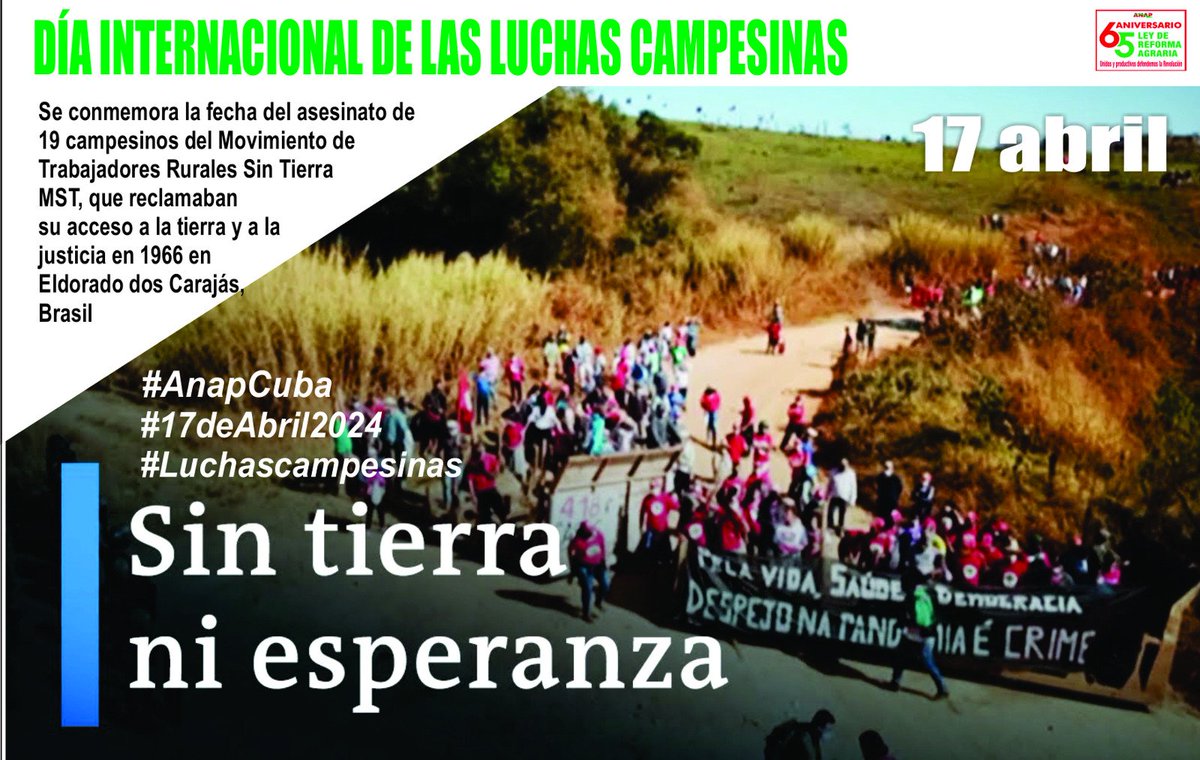 #anapmatanzas ¡Basta de genocidios, desalojos y violencia!
#17Abril #LuchasCampesinas #DerechosCampesinosYa #AnapCuba